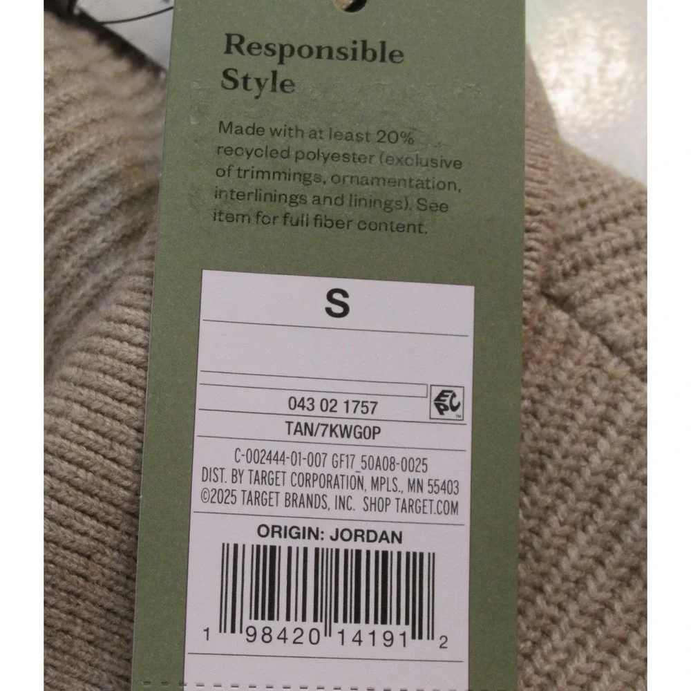 NWT GOODFELLOW Cardigan Knit Sweater Men Small Tan Button-Up Pocket Preppy Dad